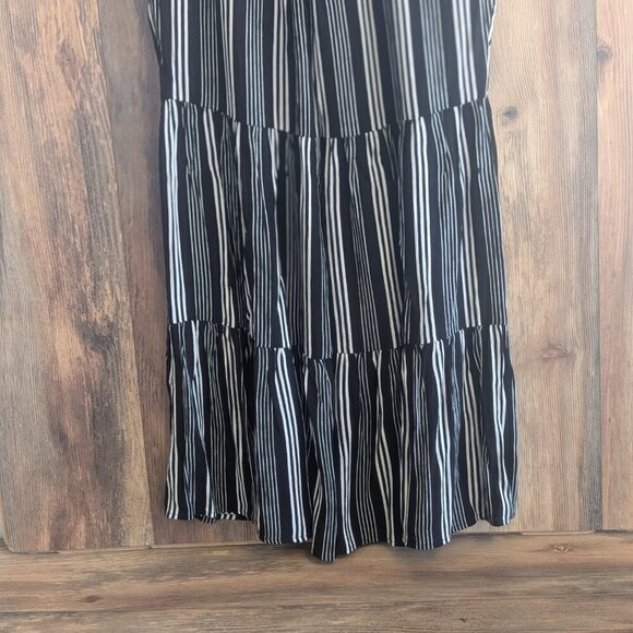 Andree by Unit Boutique Black/White Stripe Flare Wide Leg Pants M - Picture 5 of 7